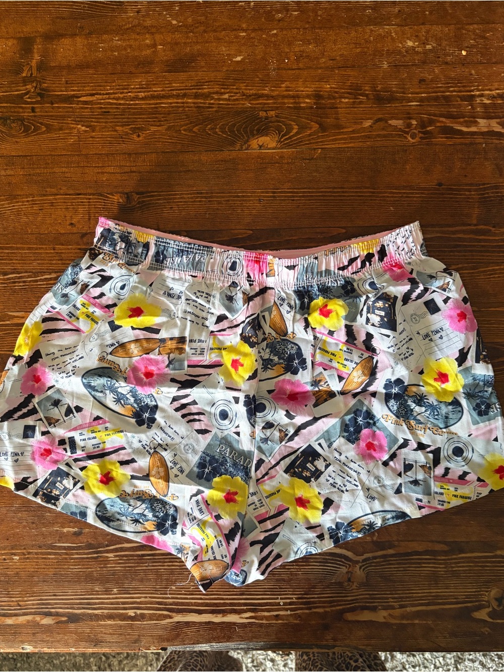 Women's Floral Printed Lounge Shorts - White with Pink & Yellow Flowers